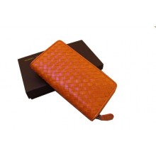 Bottega Veneta Intrecciato Nappa Zip Around Wallet 17004 Light Orange BV532Ul96
