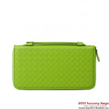 Bottega Veneta Intrecciato Nappa Zip Around Wallet BV583 Green BV888cP15