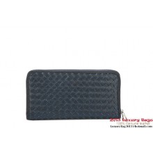 Bottega Veneta Intrecciato Nappa Zippy Wallet 115709-1 Blue BV790ro99