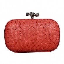 Bottega Veneta Intrecciato Sheepskin Impero Ayers Knot Clutch 11308 Light Red BV1053vJ33