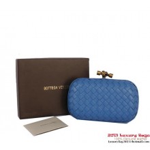 Bottega Veneta Intrecciato Silk Stretch Knot Clutches BV8615 Blue BV925pB23