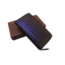 Copy Bottega Veneta Intrecciato Nappa Zip Around Wallet 17004 RoyalBlue BV826Kn92