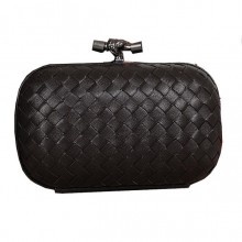 Copy Bottega Veneta Intrecciato Sheepskin Impero Ayers Knot Clutch 11308 Black BV1113UG71
