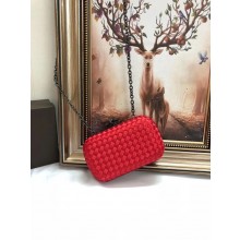 Copy BOTTEGA VENETA Knot snakeskin-trimmed satin clutch 62548 red BV158Sz74