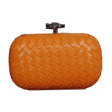 Fake Bottega Veneta Intrecciato Sheepskin Impero Ayers Knot Clutch 11308 Orange BV661DV93