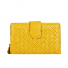 High Quality Bottega Veneta Intrecciato Nappa Flap French Wallet BV2155 Lemon BV835xJ94