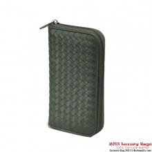 Imitation Bottega Veneta 114076 V4651 3023 Intrecciato VN Zip Around Wallet Black Forest BV969sd97