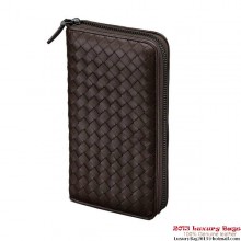 Knockoff Bottega Veneta 275064 V001N 2040 Intrecciato Nappa Zip Around Wallet Ebano BV849yN38