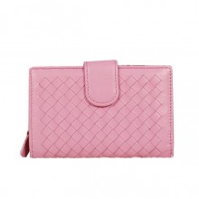 Replica Bottega Veneta Intrecciato Nappa Flap French Wallet BV2155 Pink BV946ui32