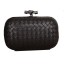 Copy Bottega Veneta Intrecciato Sheepskin Impero Ayers Knot Clutch 11308 Black BV1113UG71
