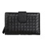 Replica Bottega Veneta Intrecciato Nappa Flap French Wallet BV2155 Black BV882cK54