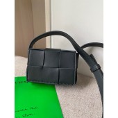 AAA 1:1 Bottega Veneta CASSETTE Mini intreccio leather cross-body bag 666688 black BV35Zg39
