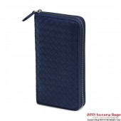 AAAAA Copy Bottega Veneta 275064 V001N 4207 Intrecciato Nappa Zip Around Wallet Indigo Blu BV1014xz13