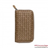 Bottega Veneta 114076 V001N 2802 Intrecciato Nappa Zip Around Wallet Chene BV967aC46