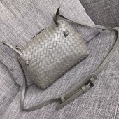Bottega Veneta Bicolors Intrecciato Nappa Cross Body Bag BV9610 grey BV450hn36