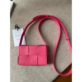 Bottega Veneta CASSETTE Mini intreccio leather cross-body bag 666688 rose BV978ju23
