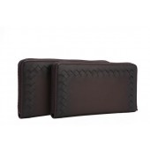 Bottega Veneta Edoardo Ebano Zip Around Wallet 528071 Black BV923Oq54