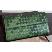 Bottega Veneta Intrecciato Nappa Tri-Flod Wallet BV150507 Green BV436Ri95