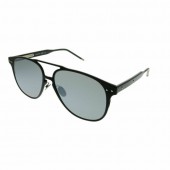 Bottega Veneta BV 0212S 001 Black Metal Square Sunglasses Grey Flash Lens
