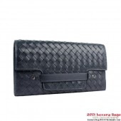Copy Best Quality Bottega Veneta 275622 Appia Intrecciato Nappa Continental Wallet Royalblue BV432BR87