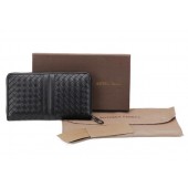 Copy Best Quality Bottega Veneta Edoardo Ebano Zip Around Wallet BV2017 Black BV91BR87