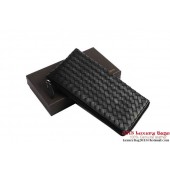 Designer Bottega Veneta Intrecciato Nappa Zippy Wallet BV1570 Black BV917eL18
