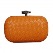 Fake Bottega Veneta Intrecciato Sheepskin Impero Ayers Knot Clutch 11308 Orange BV661DV93