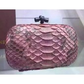 Fake Bottega Veneta Snake Leather Knot Clutch BV8653 Pink BV245zR45