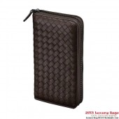 Knockoff Bottega Veneta 275064 V001N 2040 Intrecciato Nappa Zip Around Wallet Ebano BV849yN38