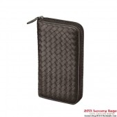 Luxury Bottega Veneta 114076 V4651 2040 Intrecciato VN Zip Around Wallet Ebano BV166Xo56