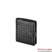 Replica AAA Bottega Veneta 114073 V001N 1000 Intrecciato Nappa Flap French Wallet Nero BV1255GF79
