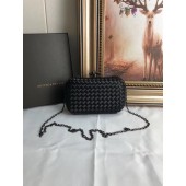 Replica BOTTEGA VENETA Knot snakeskin-trimmed satin clutch 62548 black BV643Ye83