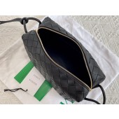Replica Bottega Veneta Small intrecciato leather cross-body bag 680255 Black BV702fN93