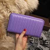 Replica Top Bottega Veneta Intrecciato Nappa Zip Around Wallets 114073 Lavender BV856di41