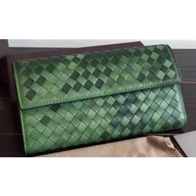 Bottega Veneta Intrecciato Nappa Tri-Flod Wallet BV150507 Green BV436Ri95