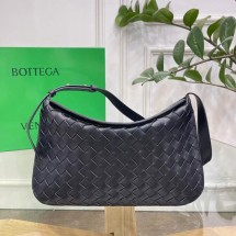 Replica Bottega Veneta Intreccio leather shoulder bag 690226 black BV1223cK54