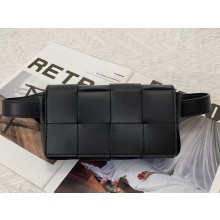 Replica Fashion Bottega Veneta CASSETTE Mini intreccio leather belt bag 651053 black BV1104OM94