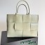 Copy Bottega Veneta ARCO TOTE Large intrecciato grained leather tote bag 652868 light gray BV840Sz74