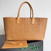 High Quality Bottega Veneta Large intreccio leather tote bag 608811 Caramel BV11Es35