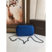Top BOTTEGA VENETA Knot snakeskin-trimmed satin clutch 62548 blue BV57eo14